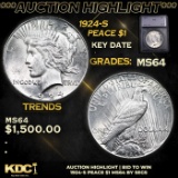 ***Auction Highlight*** 1924-s Peace Dollar 1 Graded ms64 By SEGS (fc)