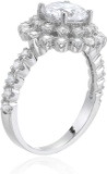 Decadence Sterling Silver 8mm Round Cut Cluster Pave Engagement Ring Size 8