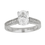 Decadence Sterling SIlver Rhodium 6x9mm Oval Cut Engagement Ring Size 9