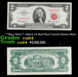 **Star Note** 1963A $2 Red Seal United States Note Grades Choice CU