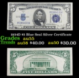 1934D $5 Blue Seal Silver Certificate Grades Choice AU