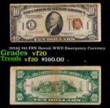 1934A $10 FRN Hawaii WWII Emergency Currency Grades vf, very fine