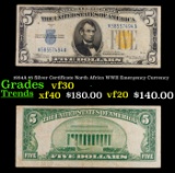 1934A $5 Silver Certificate North Africa WWII Emergency Currency Grades vf++