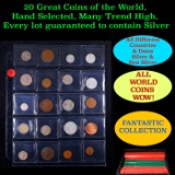 20 Great Coins of the World, hand selected, many trend high, every lot guaranteed to contain Silver.
