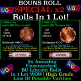2x BU Shotgun Lincoln 1c rolls, 1978-d & 2001-d 50 pcs Each 100 Coins Total 50c