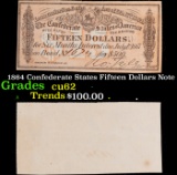 1864 Confederate States Fifteen Dollars Note Grades Select CU