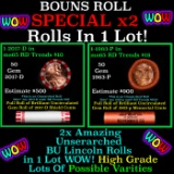 2x BU Shotgun Lincoln 1c rolls, 1963-p & 2017-d 50 pcs Each 100 Coins Total 50c