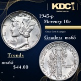 1943-p Mercury Dime 10c Grades GEM Unc