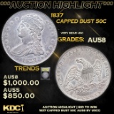 ***Auction Highlight*** 1837 Capped Bust Half Dollar 50c Graded Choice AU/BU Slider By USCG (fc)