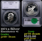 Proof 1971-s Silver Eisenhower Dollar $1 Graded pr69+ Dcam By SEGS