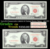 Lot of 6 Consecutive 1963A $2 United States Notes - All CU!