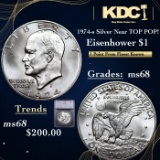 1974-s Silver Eisenhower Dollar Near Top Pop! 1 Graded ms68 BY SEGS