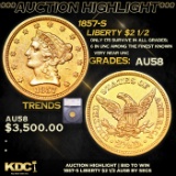 ***Auction Highlight*** 1857-s Gold Liberty Quarter Eagle $2 1/2 Graded au58 By SEGS (fc)
