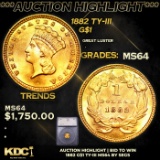 ***Auction Highlight*** 1882 Gold Dollar TY-III $1 Graded ms64 By SEGS (fc)