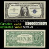 1957B $1 Blue Seal Silver Certificate Ultra Low Serial #! 00000609 Grades Gem CU