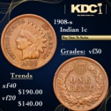1908-s Indian Cent 1c Grades vf++