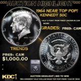 Proof ***Auction Highlight*** 1964 Kennedy Half Dollar Near Top Pop! 50c Graded pr69+ CAM BY SEGS (f