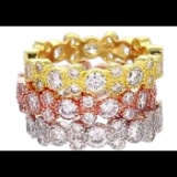 DECADENCE Sterling Silver Tricolor Alternating 2+1 Stack Cubic Zirconia Ring size 6