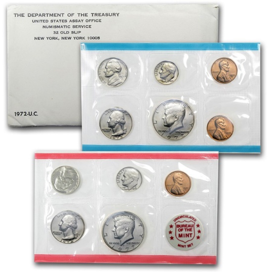 1972 United States Mint Set in Original Government Packaging, 13 Coins Inside!