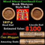 Lincoln Wheat Cent 1c Mixed Roll Orig Brandt McDonalds Wrapper, 1917-p end, Wheat other end