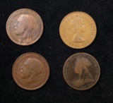 Group of 4 Coins, Great Britain Pennies, 1897, 1914, 1917, 1961 .