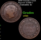 1859 Canada 1 Cent Narrow 9 KM# 1 Grades vf++