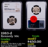 NGC 1983-d Kennedy Half Dollar 50c Graded ms66 By NGC