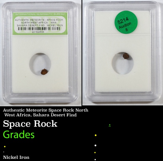 Authentic Meteorite Space Rock North West Africa, Sahara Desert Find Graded BY INB