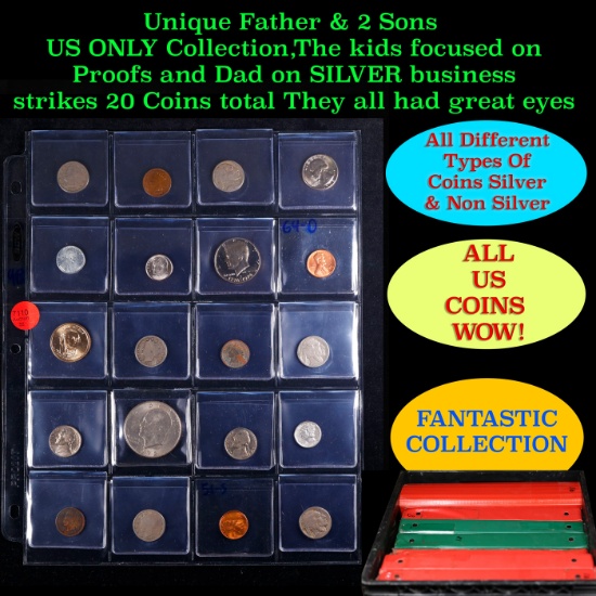 Unique Father & 2 Sons US ONLY Collection,The kids focused on Proofs and Dad on SILVER business stri