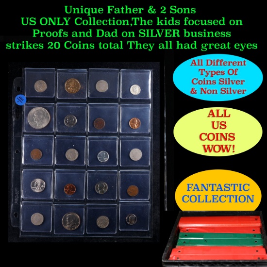 Unique Father & 2 Sons US ONLY Collection,The kids focused on Proofs and Dad on SILVER business stri