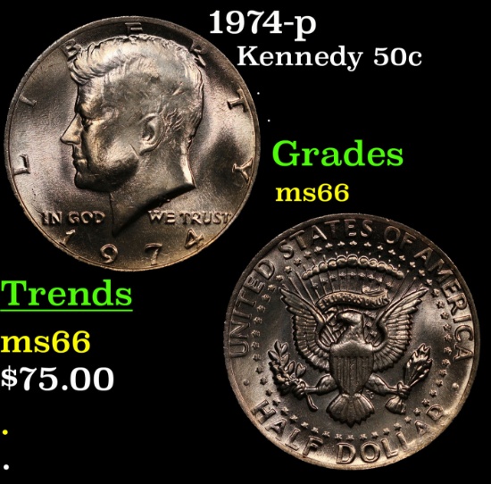 1974-p Kennedy Half Dollar 50c Grades GEM+ Unc