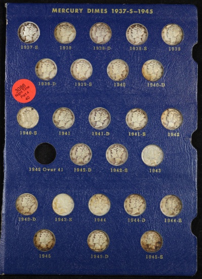 Complete Mercury Dime 10c Whitman Page, 1937-1945 25 Coins