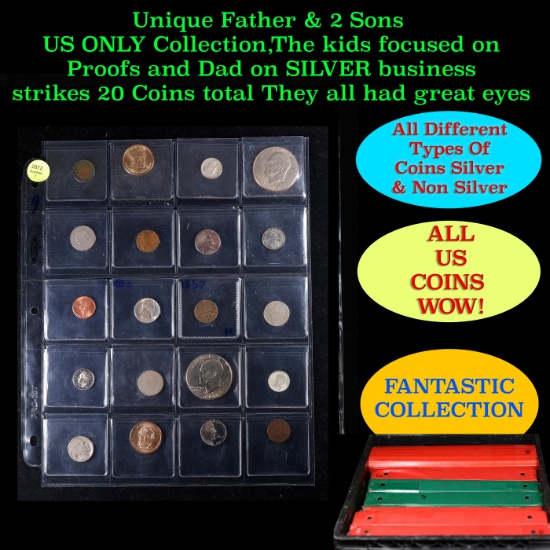 Unique Father & 2 Sons US ONLY Collection,The kids focused on Proofs and Dad on SILVER business stri