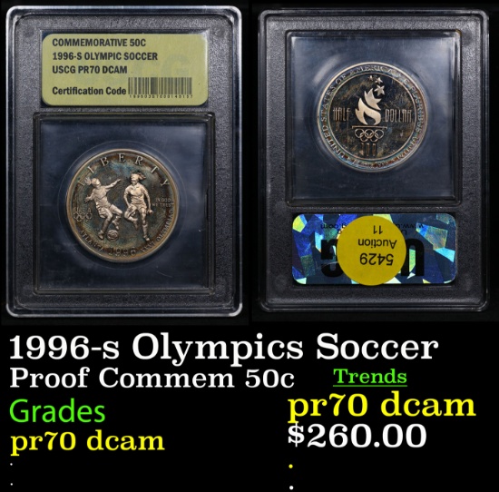 Proof 1996-s Olympics Soccer Modern Commem Half Dollar 50c Graded GEM++ Proof Deep Cameo By USCG
