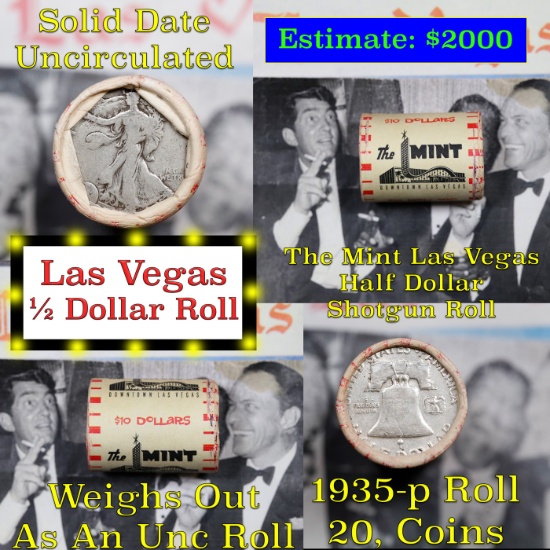 ***Auction Highlight*** Old Casino 50c Roll $10 Halves Las Vegas Casino The Mint 1936 walker & P fra