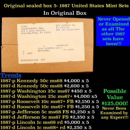 Original sealed box 5- 1987 United States Mint Sets