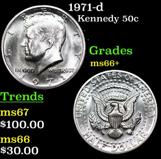 1971-d Kennedy Half Dollar 50c Grades GEM++ Unc