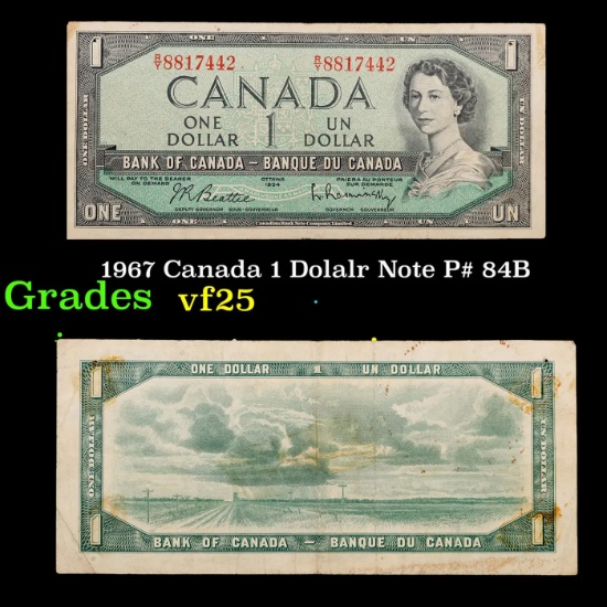 1967 Canada 1 Dolalr Note P# 84B Grades vf+