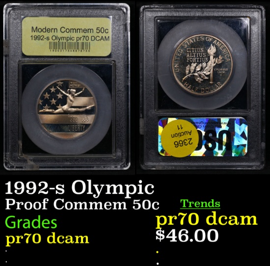 Proof 1992-s Olympic Modern Commem Half Dollar 50c Graded GEM++ Proof Deep Cameo By USCG