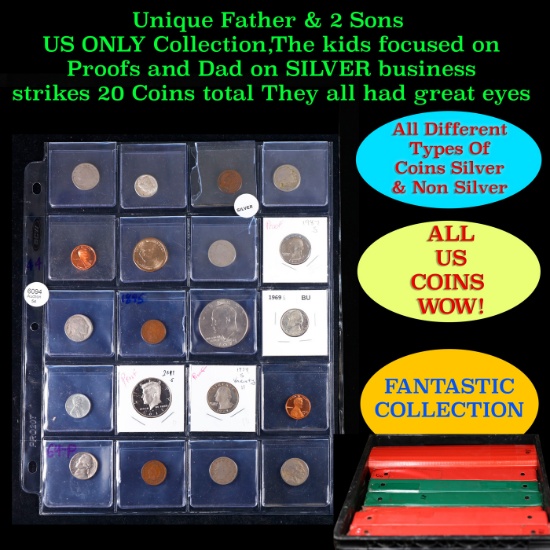 Unique Father & 2 Sons US ONLY Collection,The kids focused on Proofs and Dad on SILVER business stri