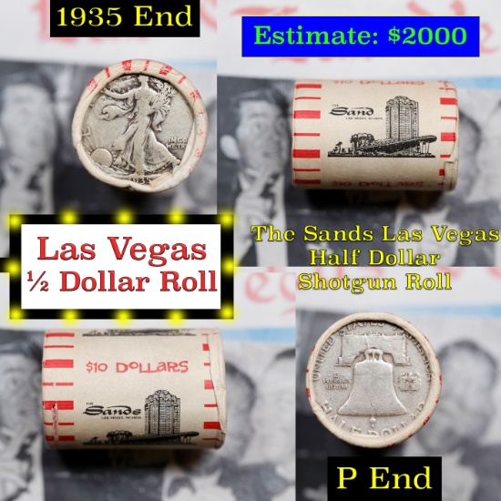 ***Auction Highlight*** Old Casino 50c Roll $10 Halves Las Vegas Casino Sands 1935 walker & P frankl
