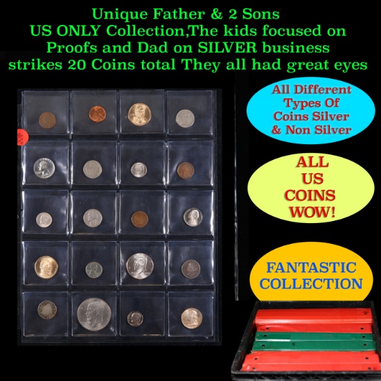 Unique Father & 2 Sons US ONLY Collection,The kids focused on Proofs and Dad on SILVER business stri