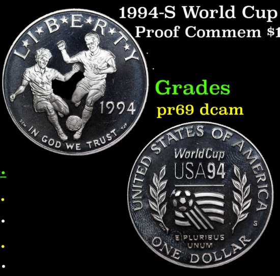 Proof 1994-S World Cup Modern Commem Dollar 1 Grades GEM++ Proof Deep Cameo