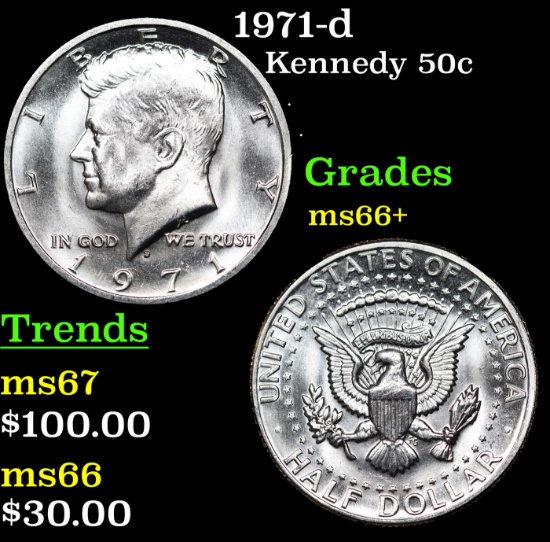 1971-d Kennedy Half Dollar 50c Grades GEM++ Unc