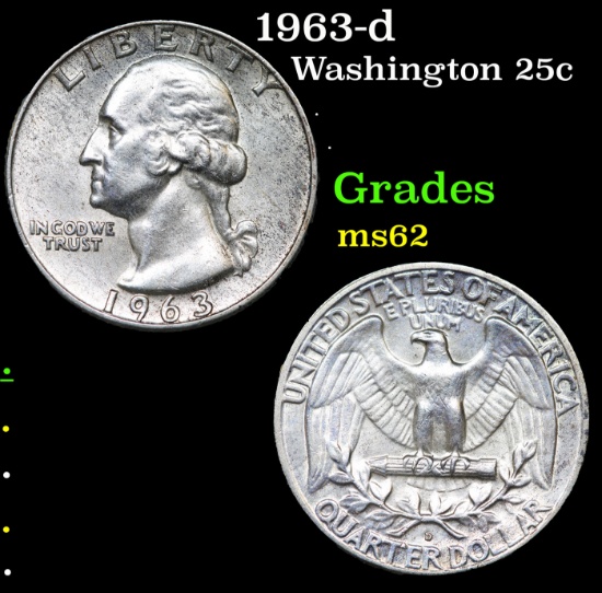 1963-d Washington Quarter 25c Grades Select Unc