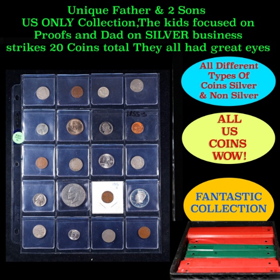 Unique Father & 2 Sons US ONLY Collection,The kids focused on Proofs and Dad on SILVER business stri