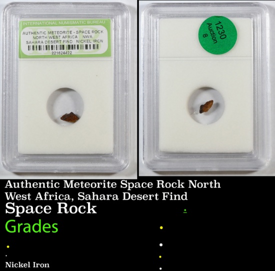 Authentic Meteorite Space Rock North West Africa, Sahara Desert Find Graded BY INB