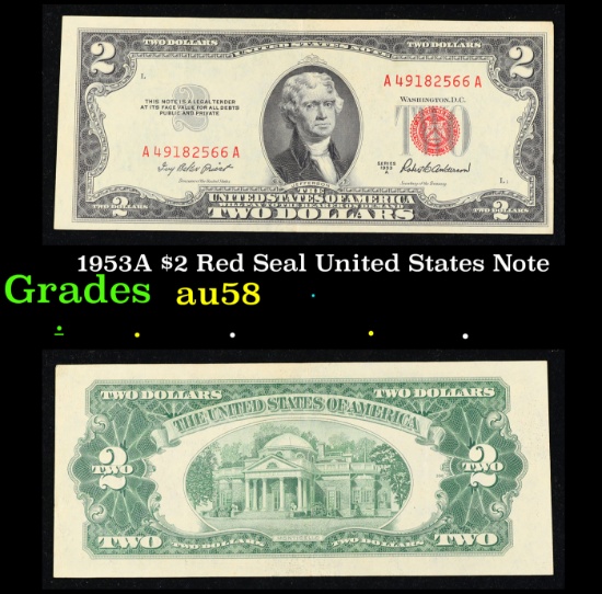 1953A $2 Red Seal United States Note Grades Choice AU/BU Slider