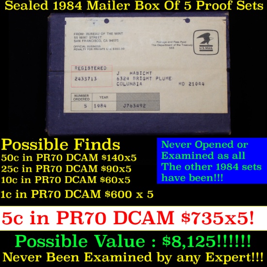 Original sealed box 5- 1984 United States Mint Proof Sets