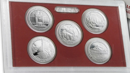 2010 United States Quarters America the Beautiful Silver Proof Set - 5 pc set No Outer Box